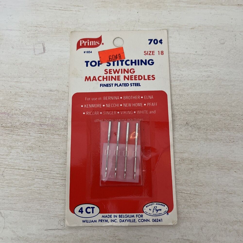 NOS: Vintage PRIMS  Sewing Machine Needles ~ Size 18 ~ 4 Ct Package Top Stitch